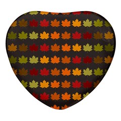 Autumn Fall Leaves Season Background Glitter Art Heart Glass Fridge Magnet (4 Pack)