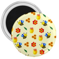 Seamless Background Honey Bee Wallpaper Texture 3  Magnets by Bangk1t