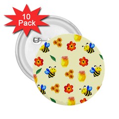 Seamless Background Honey Bee Wallpaper Texture 2 25  Buttons (10 Pack)  by Bangk1t