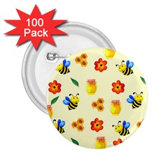 Seamless Background Honey Bee Wallpaper Texture 2 25  Buttons (100 Pack)  by Bangk1t