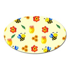 Seamless Background Honey Bee Wallpaper Texture Oval Magnet by Bangk1t