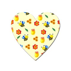 Seamless Background Honey Bee Wallpaper Texture Heart Magnet by Bangk1t