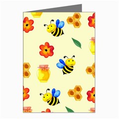 Seamless Background Honey Bee Wallpaper Texture Greeting Cards (pkg Of 8) by Bangk1t