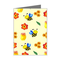 Seamless Background Honey Bee Wallpaper Texture Mini Greeting Card by Bangk1t