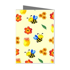 Seamless Background Honey Bee Wallpaper Texture Mini Greeting Cards (pkg Of 8) by Bangk1t