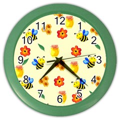 Seamless Background Honey Bee Wallpaper Texture Color Wall Clock by Bangk1t