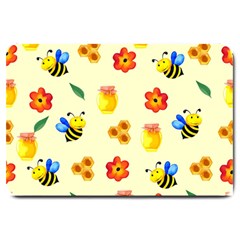 Seamless Background Honey Bee Wallpaper Texture Large Doormat by Bangk1t