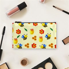 Seamless Background Honey Bee Wallpaper Texture Cosmetic Bag (small) by Bangk1t