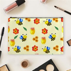 Seamless Background Honey Bee Wallpaper Texture Cosmetic Bag (large) by Bangk1t