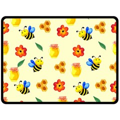 Seamless Background Honey Bee Wallpaper Texture Fleece Blanket (large) by Bangk1t