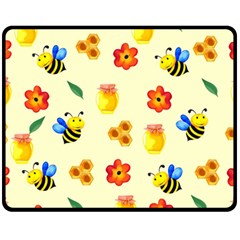 Seamless Background Honey Bee Wallpaper Texture Fleece Blanket (medium) by Bangk1t