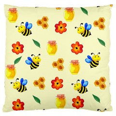 Seamless Background Honey Bee Wallpaper Texture Large Cushion Case (two Sides) by Bangk1t