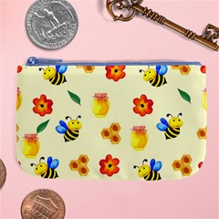 Seamless Background Honey Bee Wallpaper Texture Large Coin Purse by Bangk1t