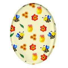 Seamless Background Honey Bee Wallpaper Texture Oval Glass Fridge Magnet (4 Pack) by Bangk1t