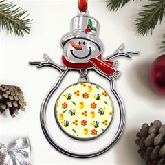 Seamless Background Honey Bee Wallpaper Texture Metal Snowman Ornament