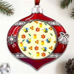 Seamless Background Honey Bee Wallpaper Texture Metal Snowflake And Bell Red Ornament