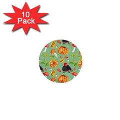 Autumn Seamless Background Leaves Wallpaper Texture 1  Mini Buttons (10 Pack)  by Bangk1t