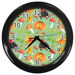 Autumn Seamless Background Leaves Wallpaper Texture Wall Clock (black) by Bangk1t