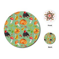 Autumn Seamless Background Leaves Wallpaper Texture Playing Cards Single Design (round)