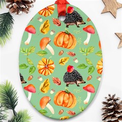 Autumn Seamless Background Leaves Wallpaper Texture Oval Ornament (two Sides)