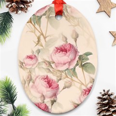 Roses Plants Vintage Retro Flowers Pattern Ornament (oval)