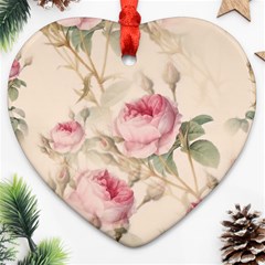 Roses Plants Vintage Retro Flowers Pattern Ornament (heart)