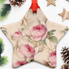 Roses Plants Vintage Retro Flowers Pattern Ornament (star)