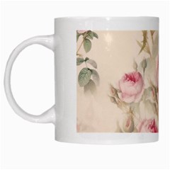 Roses Plants Vintage Retro Flowers Pattern White Mug by Bangk1t