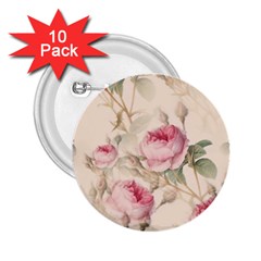 Roses Plants Vintage Retro Flowers Pattern 2 25  Buttons (10 Pack)  by Bangk1t