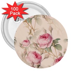 Roses Plants Vintage Retro Flowers Pattern 3  Buttons (100 Pack)  by Bangk1t