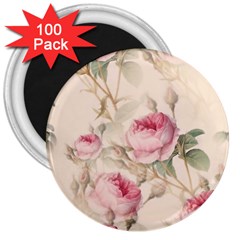 Roses Plants Vintage Retro Flowers Pattern 3  Magnets (100 Pack) by Bangk1t