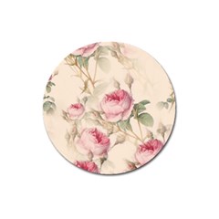 Roses Plants Vintage Retro Flowers Pattern Magnet 3  (round) by Bangk1t