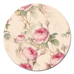 Roses Plants Vintage Retro Flowers Pattern Magnet 5  (round) by Bangk1t