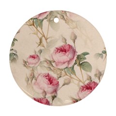 Roses Plants Vintage Retro Flowers Pattern Round Ornament (two Sides) by Bangk1t