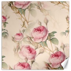 Roses Plants Vintage Retro Flowers Pattern Canvas 16  X 16  by Bangk1t