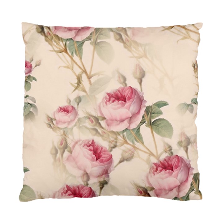 Roses Plants Vintage Retro Flowers Pattern Standard Cushion Case (Two Sides)