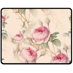 Roses Plants Vintage Retro Flowers Pattern Fleece Blanket (medium) by Bangk1t