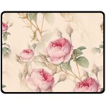 Roses Plants Vintage Retro Flowers Pattern Fleece Blanket (Medium) 60 x50  Blanket Front