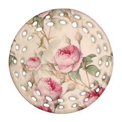 Roses Plants Vintage Retro Flowers Pattern Round Filigree Ornament (two Sides) by Bangk1t