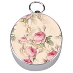 Roses Plants Vintage Retro Flowers Pattern Silver Compasses Front