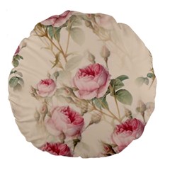 Roses Plants Vintage Retro Flowers Pattern Large 18  Premium Flano Round Cushions by Bangk1t