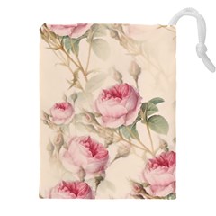 Roses Plants Vintage Retro Flowers Pattern Drawstring Pouch (4xl) by Bangk1t