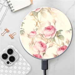 Roses Plants Vintage Retro Flowers Pattern Wireless Fast Charger(white) by Bangk1t