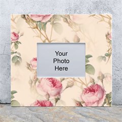 Roses Plants Vintage Retro Flowers Pattern White Wall Photo Frame 5  X 7  by Bangk1t