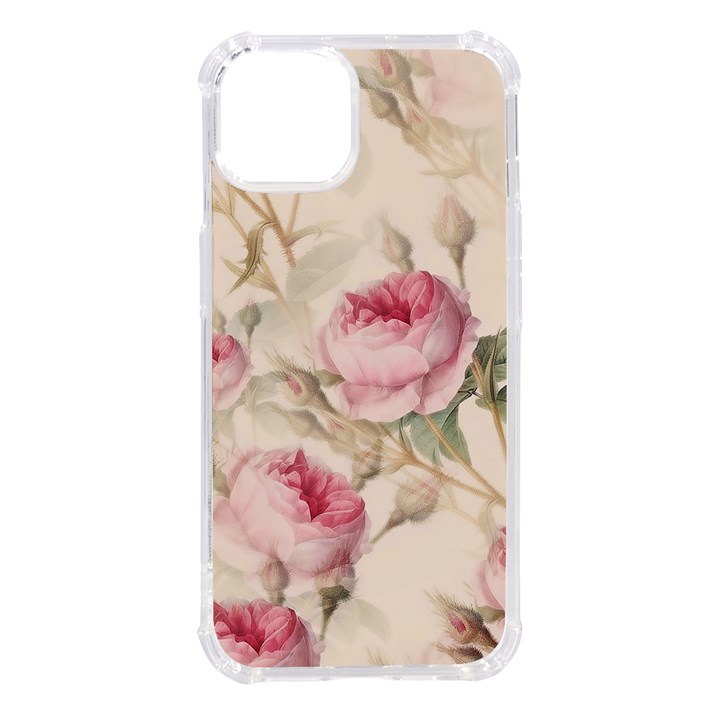 Roses Plants Vintage Retro Flowers Pattern iPhone 14 TPU UV Print Case