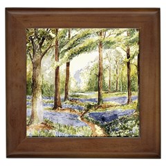 Trees Park Watercolor Lavender Flowers Foliage Framed Tile by Bangk1t