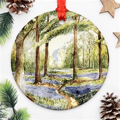 Trees Park Watercolor Lavender Flowers Foliage Ornament (round) by Bangk1t