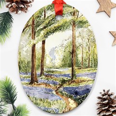 Trees Park Watercolor Lavender Flowers Foliage Ornament (oval) by Bangk1t