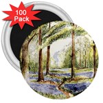 Trees Park Watercolor Lavender Flowers Foliage 3  Magnets (100 pack) Front