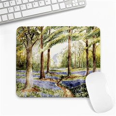 Trees Park Watercolor Lavender Flowers Foliage Large Mousepad by Bangk1t